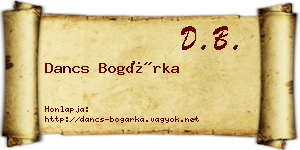 Dancs Bogárka névjegykártya